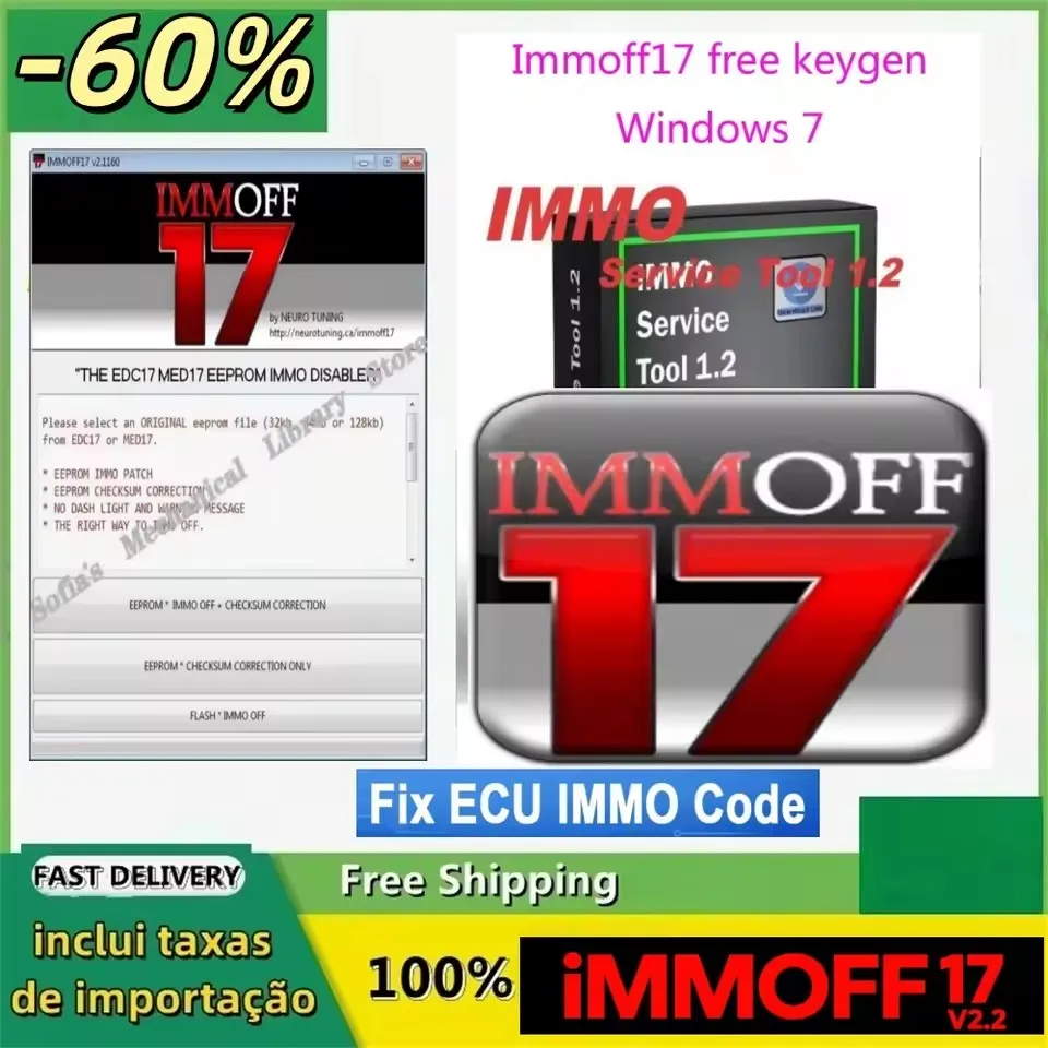 

IMMO OFF 17 IMMOFF17 Wersja aktywacji oprogramowania EDC17 MED 17 Immo Off Ecu EEPROM IMMO PATCH Korekcja sumy kontrolnej do IMM