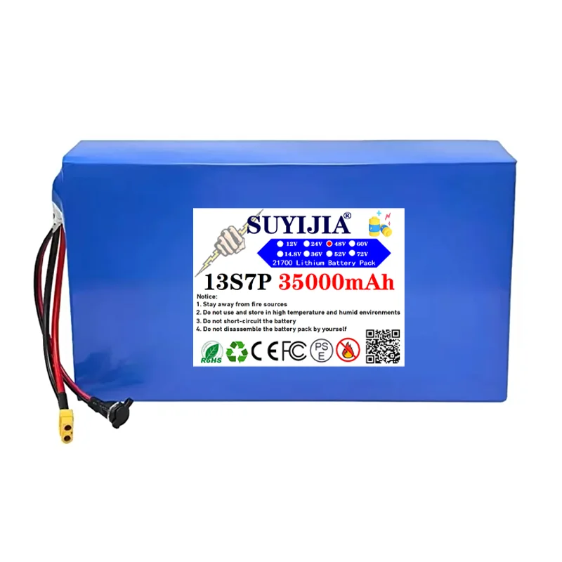 SUYIJIA 48V 35Ah 13s7p 21700 Lithium Battery Pack 1200w 1440w Built-in BMS for Power Tools Lawn Mower + 54.6v 2A Charger
