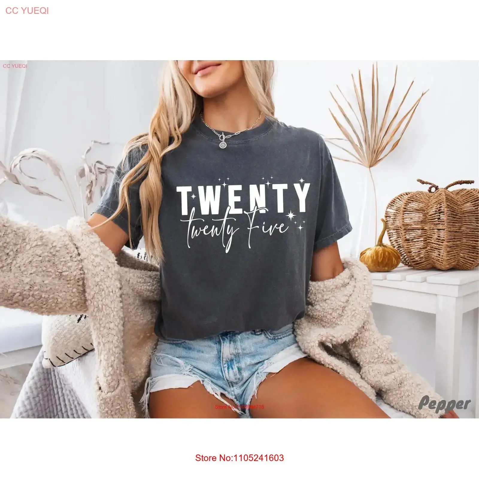 Twenty Five New Year 2025 T Shirt Minimalistic Matching Family Years Eve Outfit vintage Washed streetwear Breathable homme