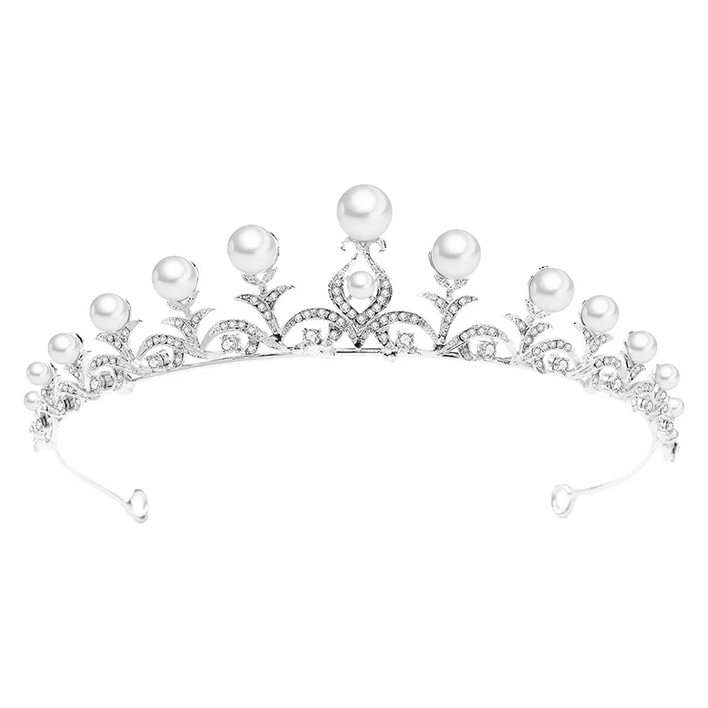 

Bridal Headwear Pearl Headdress Wedding Hair Accessories Tiaras Crown Rhinestone Bride Glamorous Photographic Performance