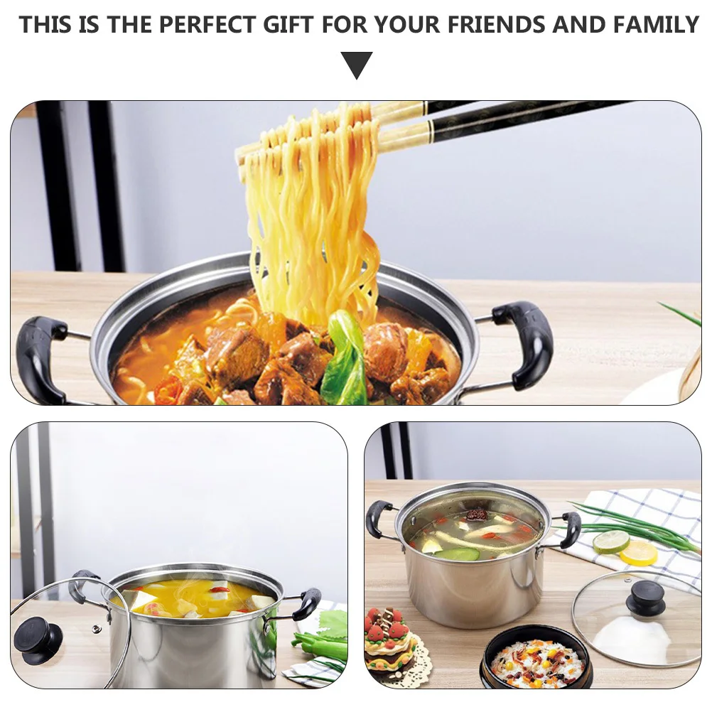 

1Pcs Stainless Steel Soup Pot Polished Multifunctional Cooking Boiler for Hot Pot Soup Noodles Healthy Cookware