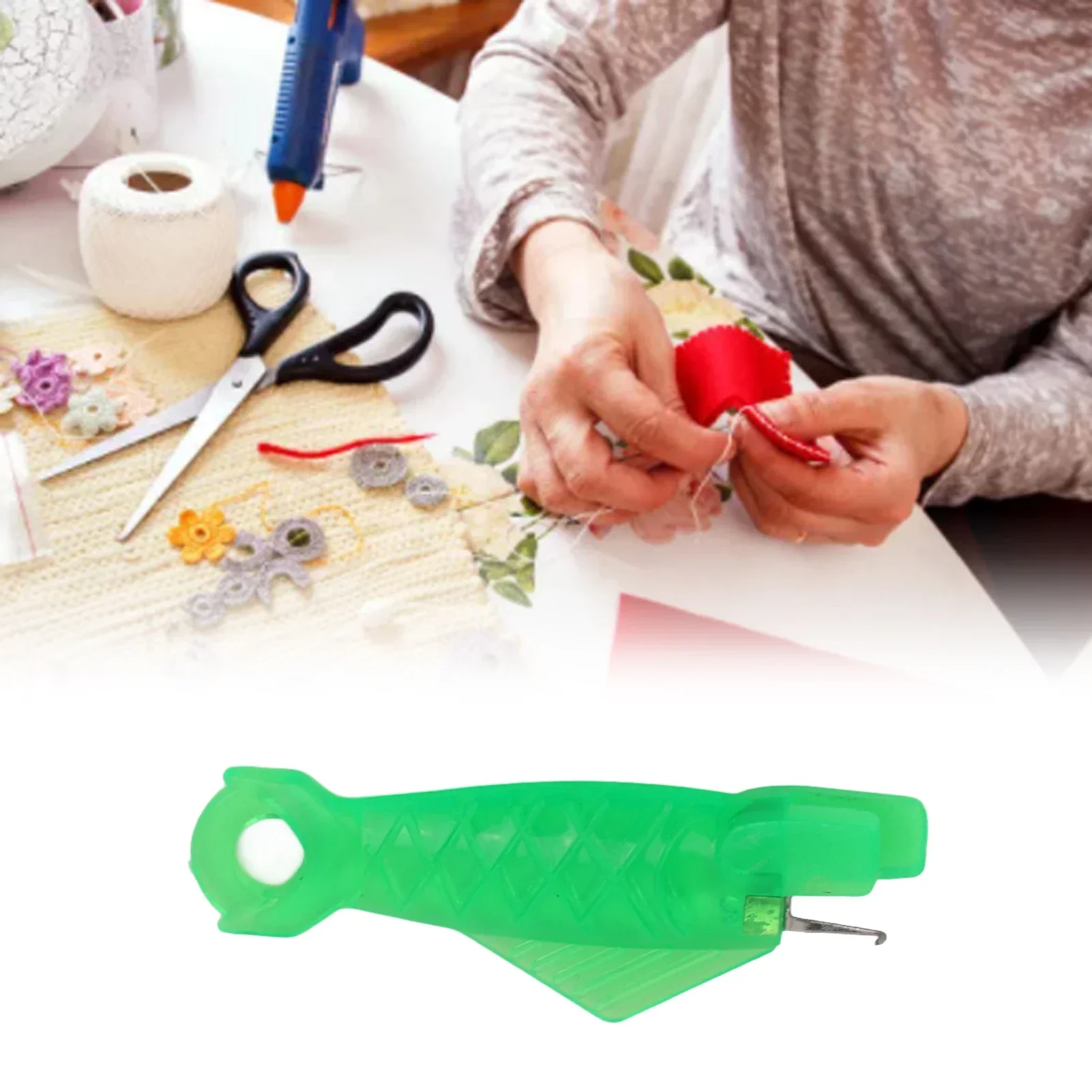 100pcs Needle Threaders Green Fish Shaped Sewing Needle Inserter Sewing Machine Automatic Threader