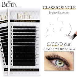 Befer 12 Rows Individual Eyelash Extension C/CC/D Curl Matte Black Classical Lashes Natural Soft Makeup Lash Wholesale Supplies