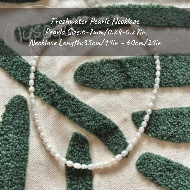 

MYSOYA White Rice Threaded Freshwater Pearl Necklace 6-7mm With Gift Box, For Her/Him, Birthday/WeddIng/Christmas/New Year