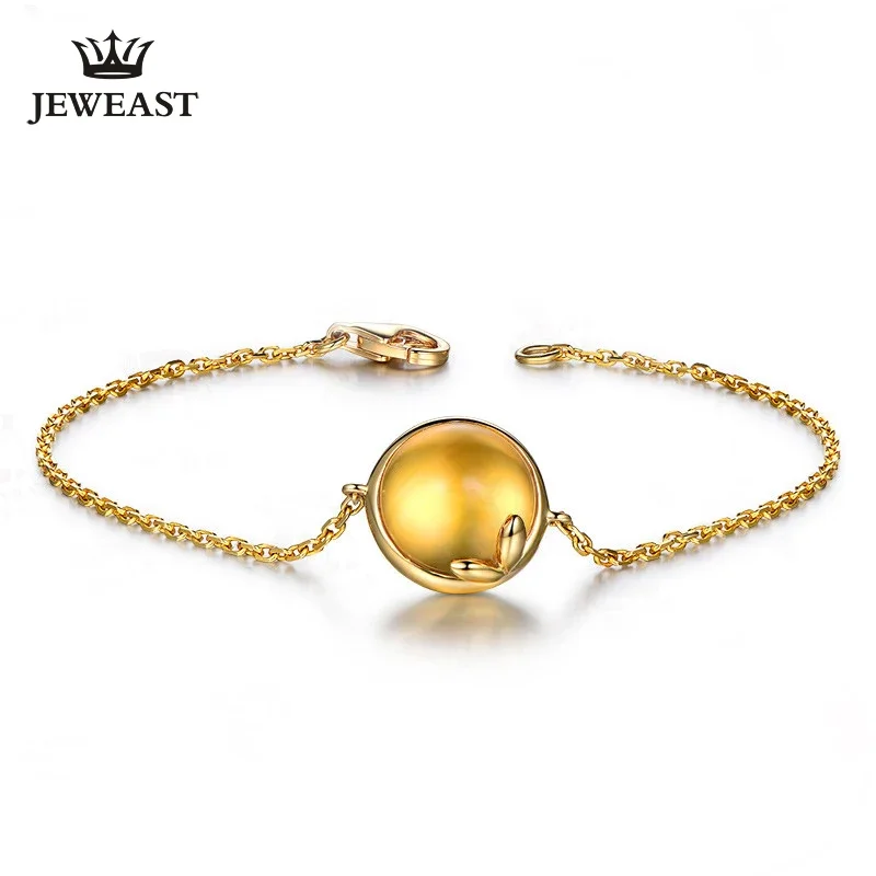 

Женские браслеты из натурального цитрина 18 карат, ювелирные изделия, подарок для девочек, тонкий модный однотонный 750, настоящий браслет для вечеринки, хороший