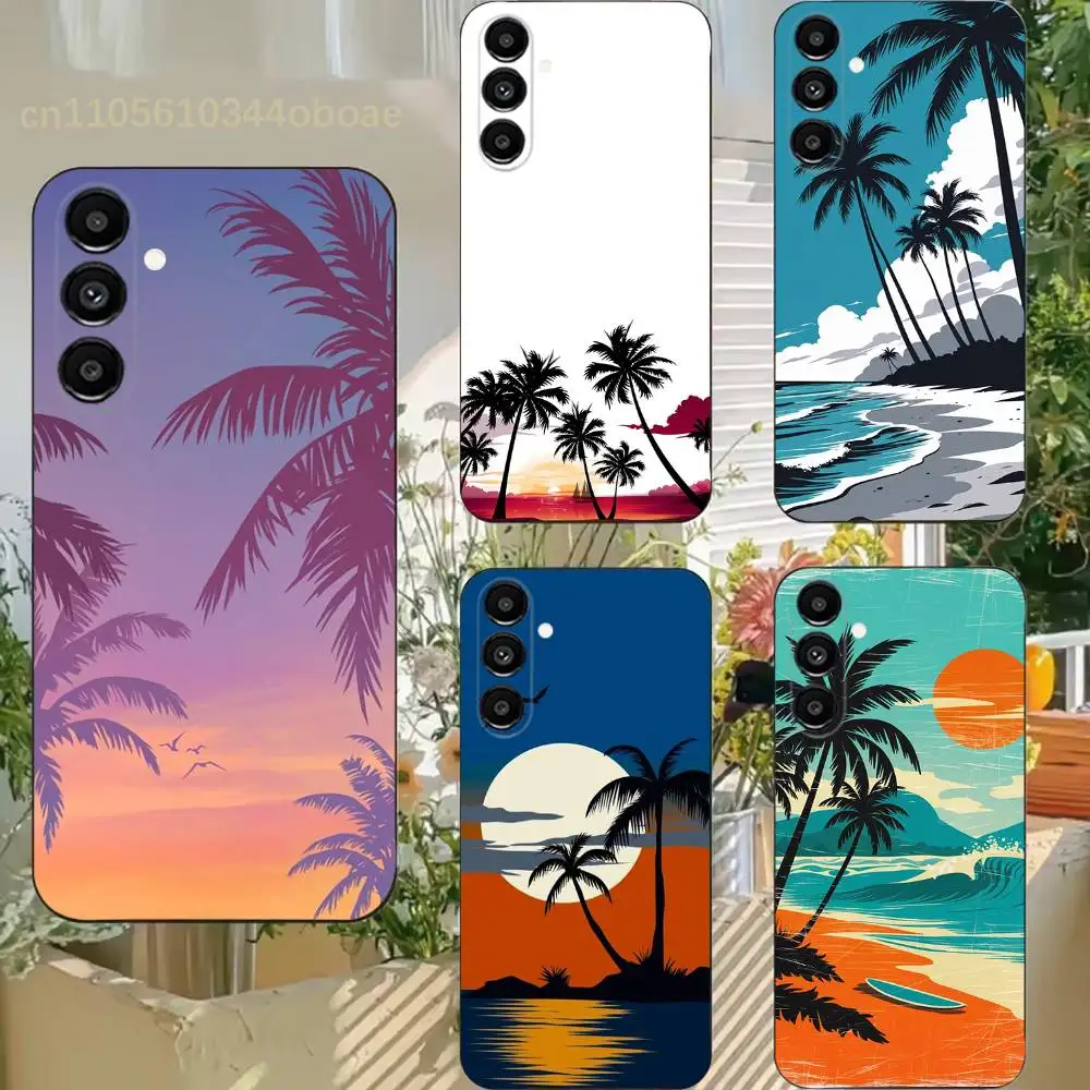 Coconut Tree Phone Case For Samsung S25,24,21,22,23,20,S30,Ultra,Plus, Fe,5G Silicone Cover