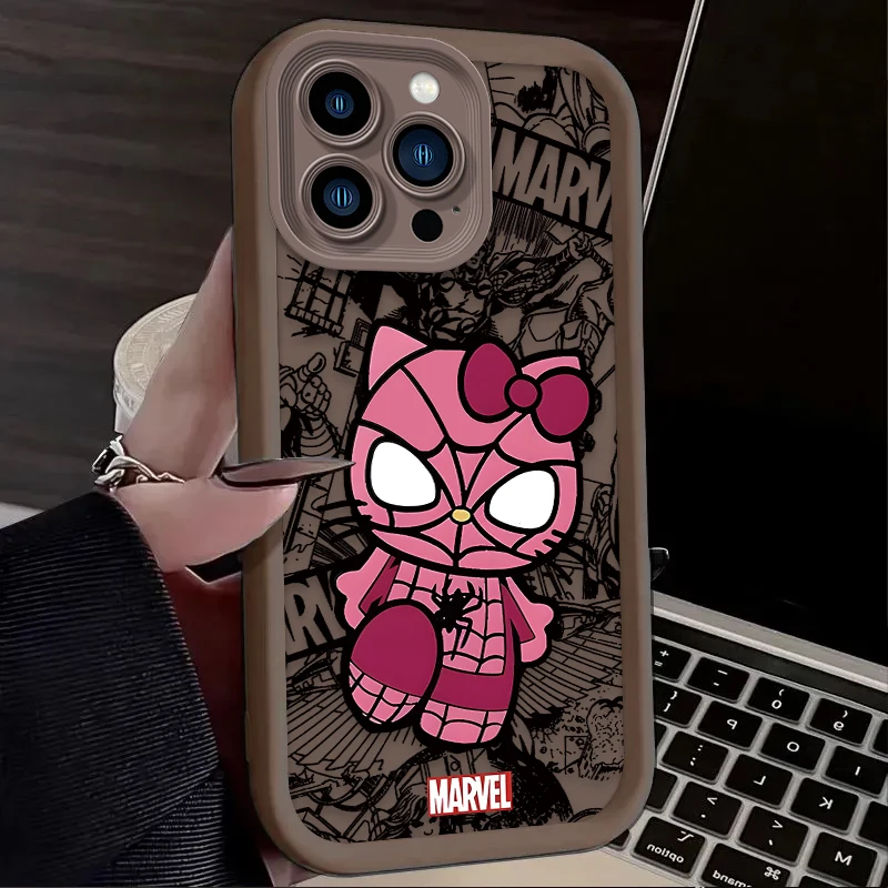 Spider Man Cute Hello Kitty Silicone Phone Case For iPhone 15 Case iPhone 14 13 12 11 Pro Max X XS XR 7 8 Plus SE 2020 TPU Cover - náhled 6