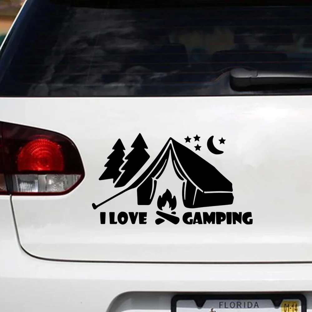 I Love Camping Tent Car Stickers 15.2*8.5cm Waterproof Vinyl Decals Body Windows Decor Accessories