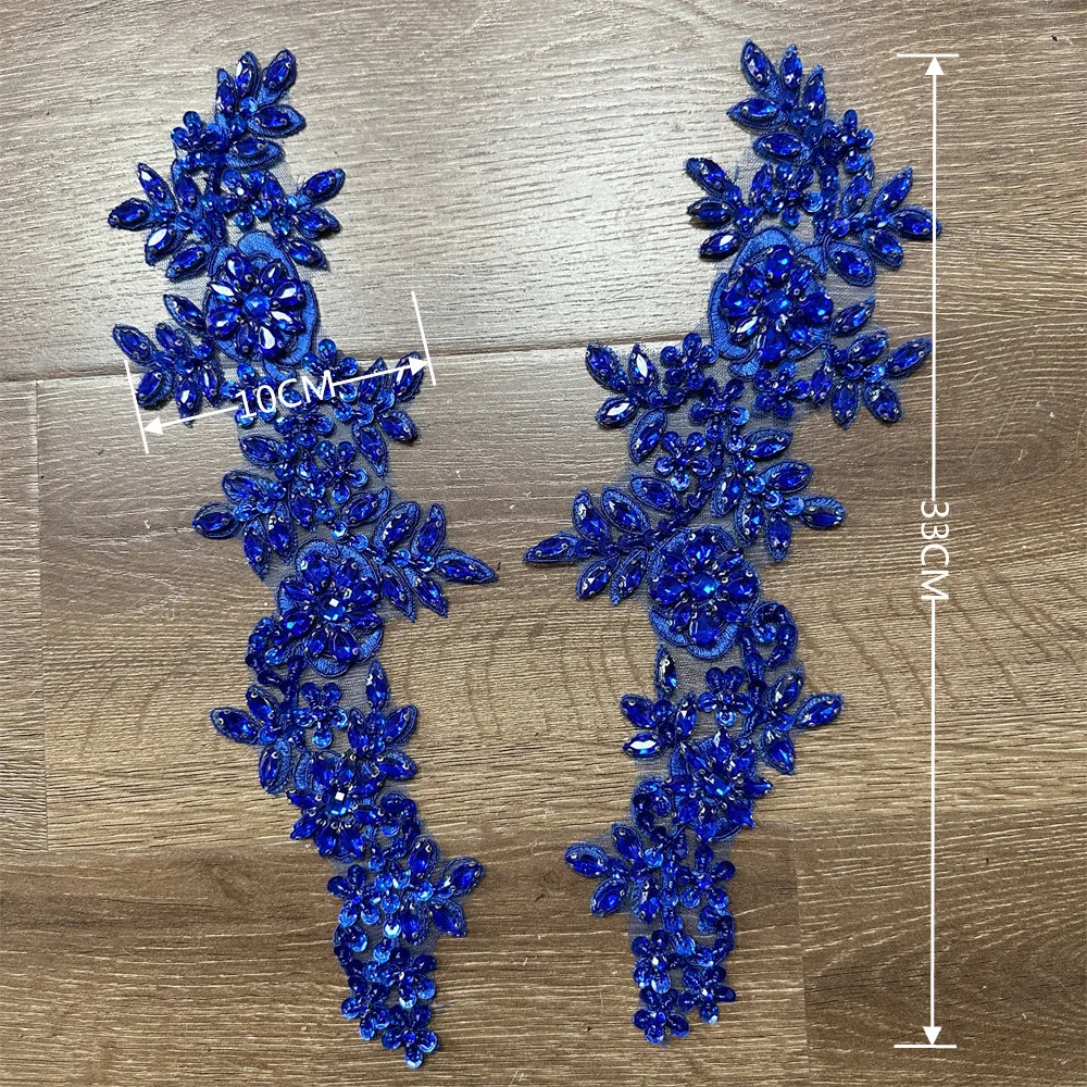 1 paire d'appliques de corsage en cristal perlé faites à la main, accessoires pour robe