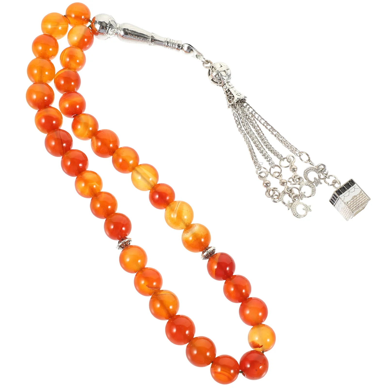 Bracciale con perline di agata Preghiera rotonda Preghiera con corniola Lega di perline Tasbih Bracciale Rosario Decor Festival musulmano Perline fai da te