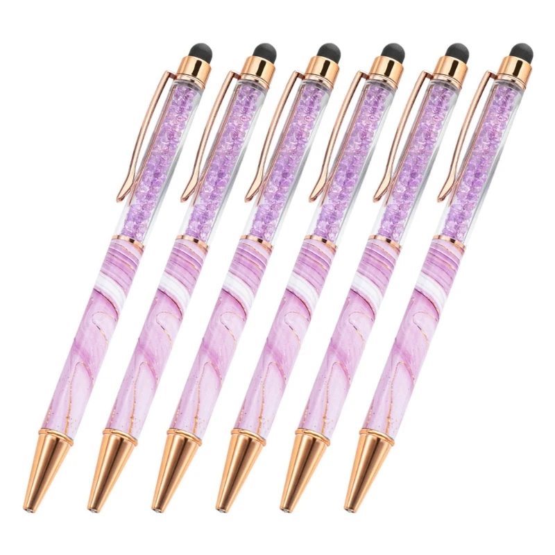 6 шт./компл. 2 в 1 сенсорные экраны стилус шариковая ручка ручка для письма ручка для подписи ручка для ведения журнала кристалл