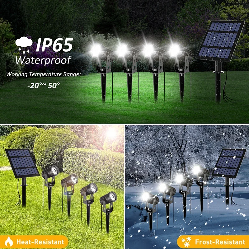 RGB Solar Spotlight 3000/6000K Solar Garden Light IP65 Waterproof Landscape Lights Outdoor Lawn Lamp Color Change Walkway Decor