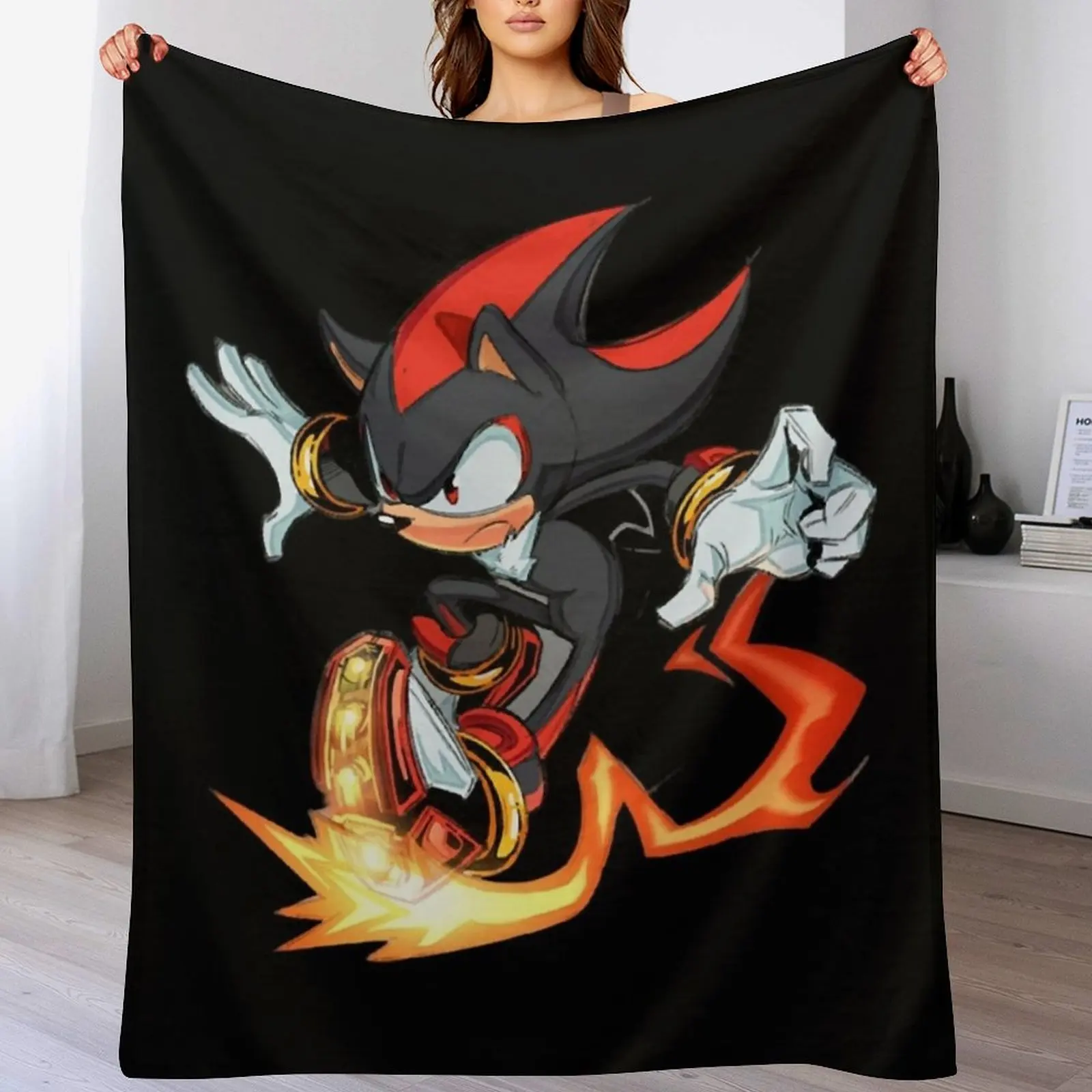 

Shadow the hedgehog Fire Throw Blanket for winter Loose Stuffeds Blankets