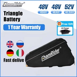 ChamRider 48V 45AH 48AH 50AH Triangle Ebike Battery Electric Bike 21700 Cell 52V 30AH 50A BMS Huge Capacity 500W 1000W 2000W