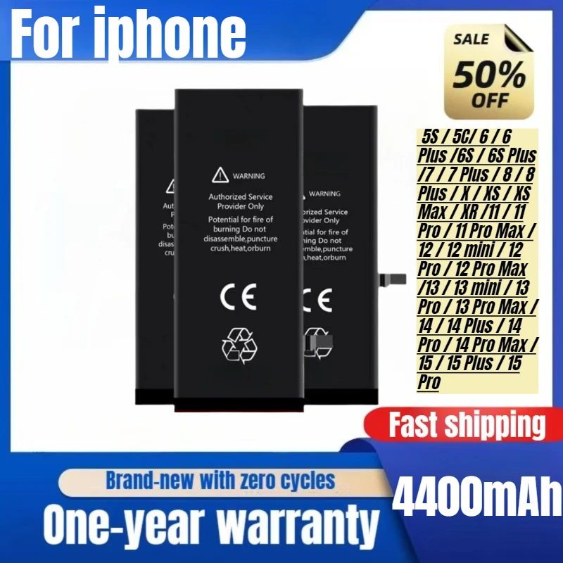 بطارية آيفون 12/6S/7/8/X/15/14/13/11 حقيقية عالية السعة استبدال Bateria الضمان سنة واحدة