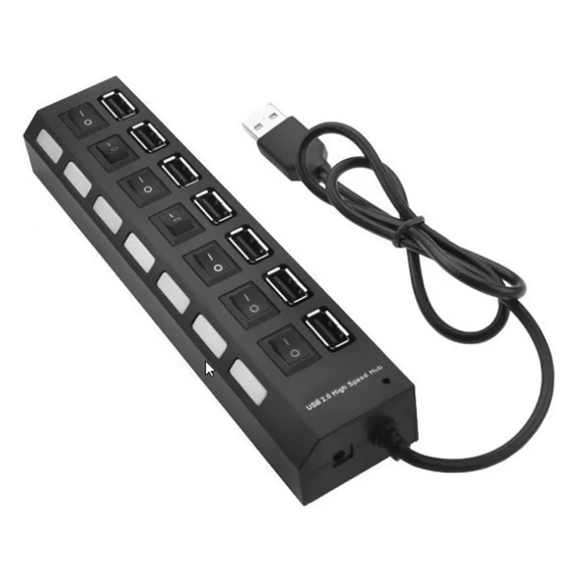 Usb Hub Extender 7 Port Docking Station 5 Pieces 7 Port Hub Black Andwhite Withswitch Light Hub