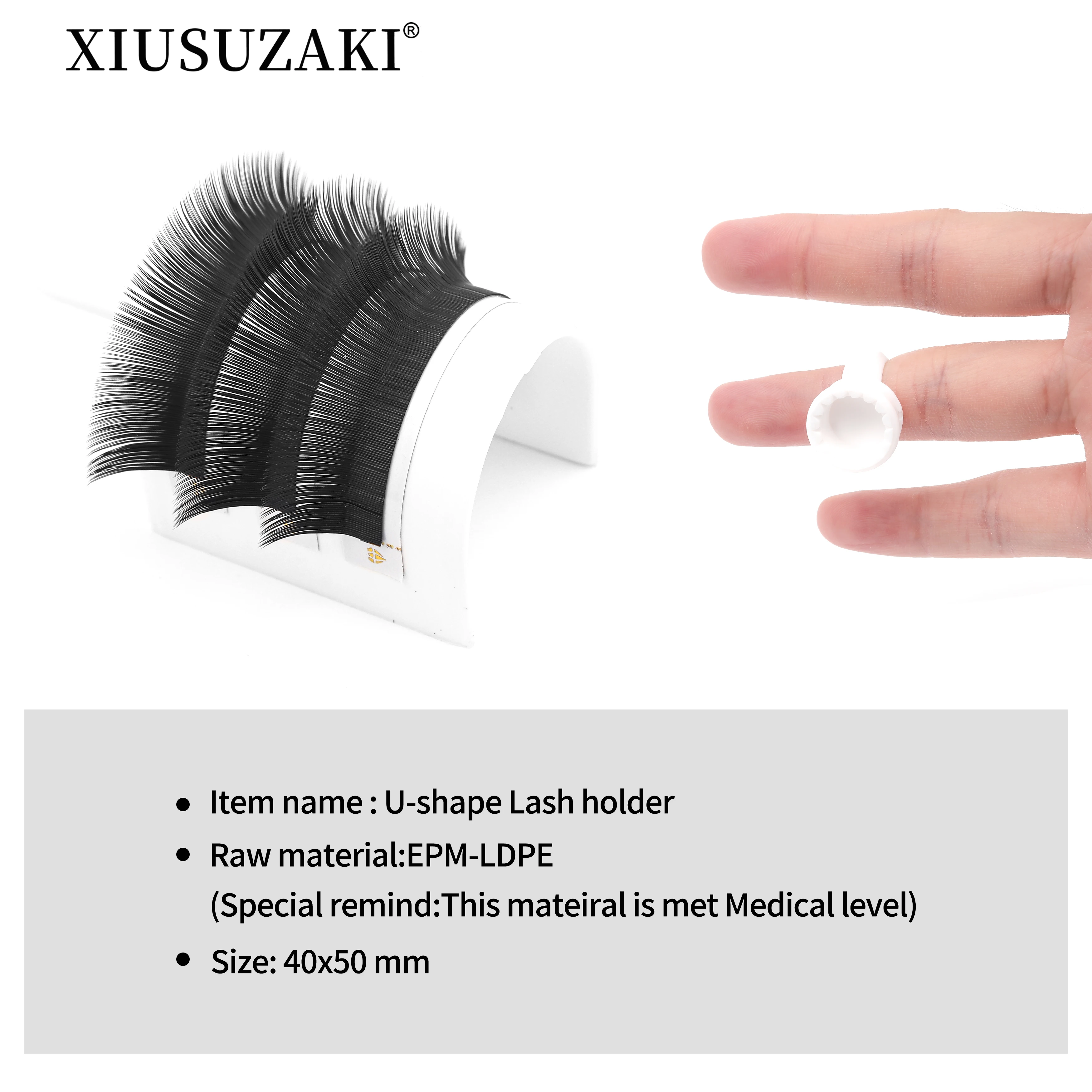 XIUSUZAKI Eyelash Extension Glue Ring U-shape Ring Adhesive Eyelash Pallet Holder Set Makeup Kit Tool