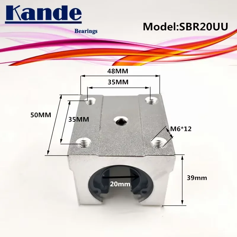 Kande 2set Linear Rail 20mm SBR20 300 350 400 450 500 550 600 700 800 900 1000mm 2pc Linear Guide SBR20+4pc SBR20UU Blocks