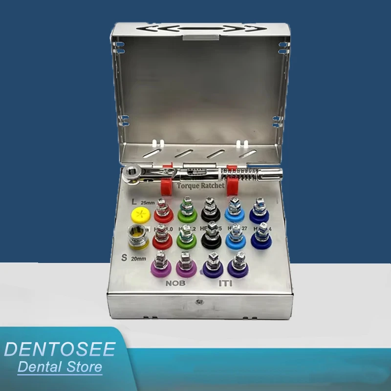 

1set Dental Implant Torque Wrench Screwdriver Universal Prosthetic Kit Implantology Tools Dentist Materials Oral Surgery