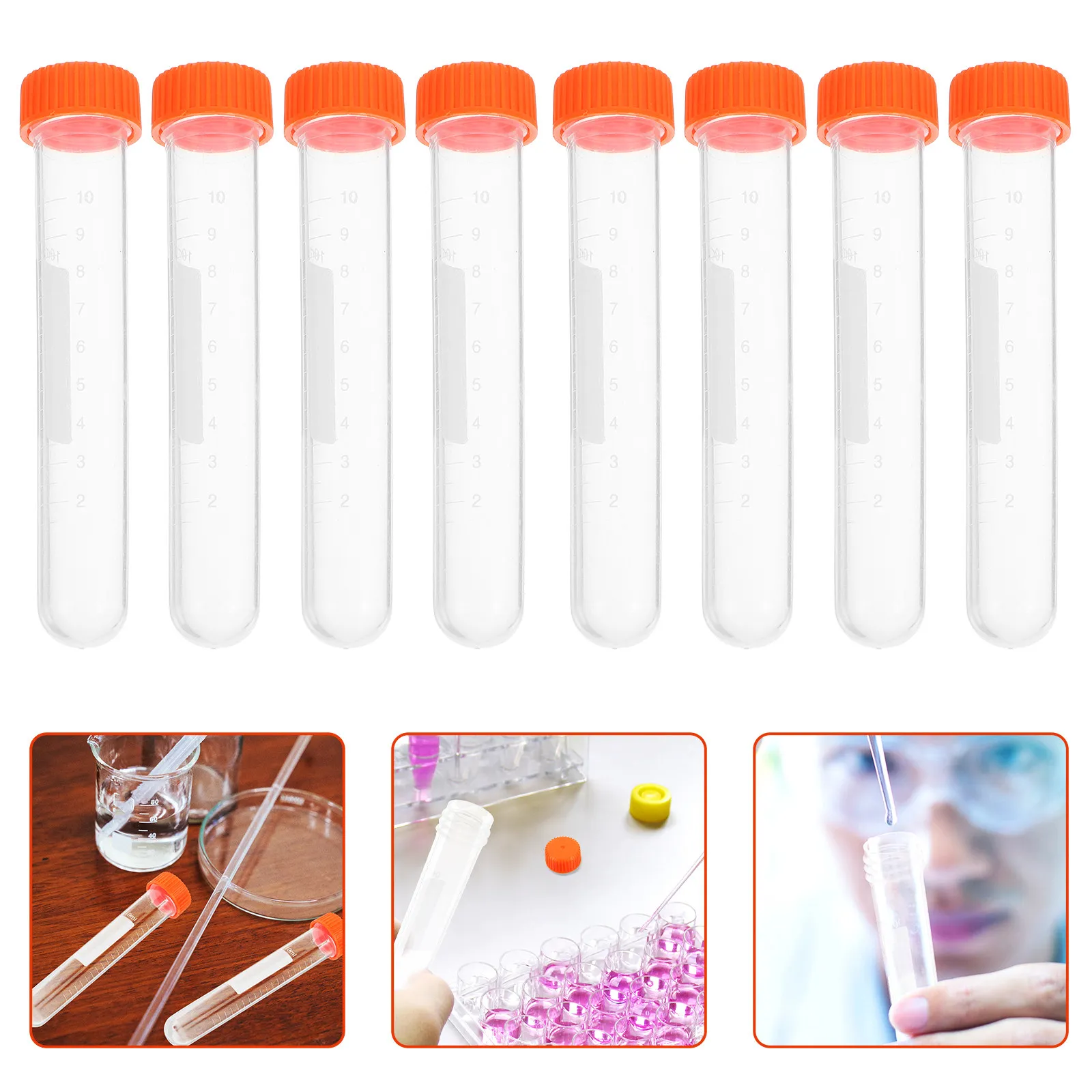 20Pcs Sealing Vials Plastic Test Tubes Leak Proof Small Storage Bottle Sample Liquid Vial Laboratory Usage Small Vials