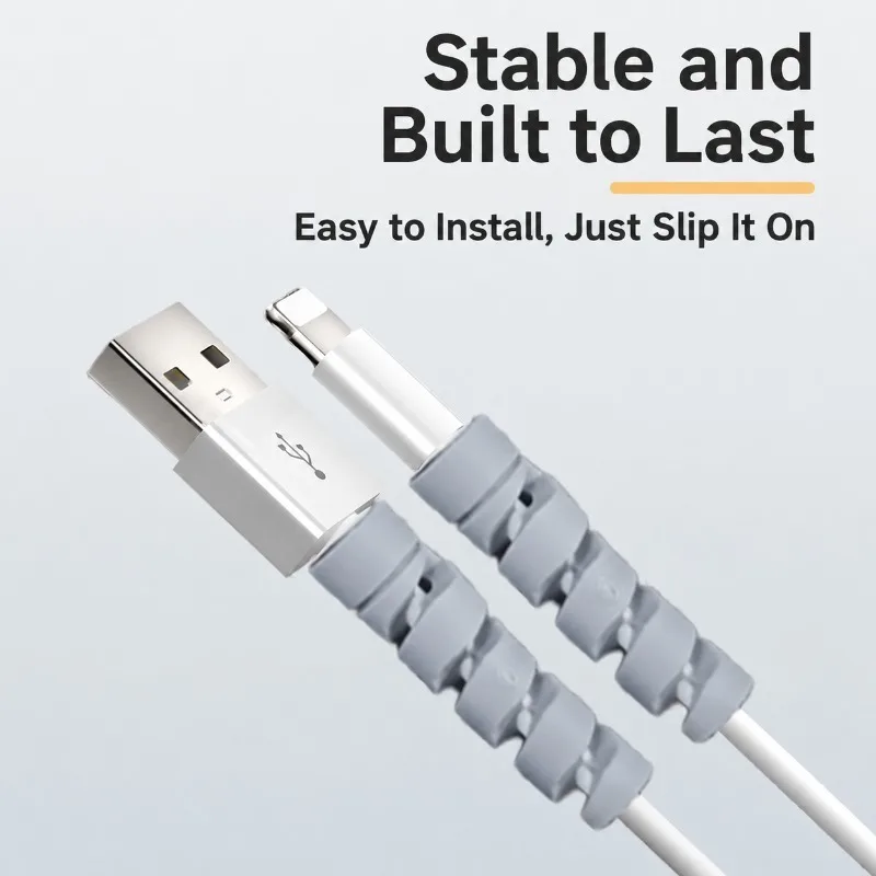 Soft Silicone Spiral Charging Cable Protector, Anti-break Wire Sleeve, Flexible Cord Winding Organizer, Practical Cable Guard