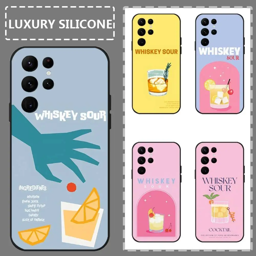 

Whiskey Sour Cocktail Phone Case For Samsung Galaxy S25 S24 S22 S23 Ultra S21 S20 Plus 5G Frosted Non-Slip Full Soft Cover