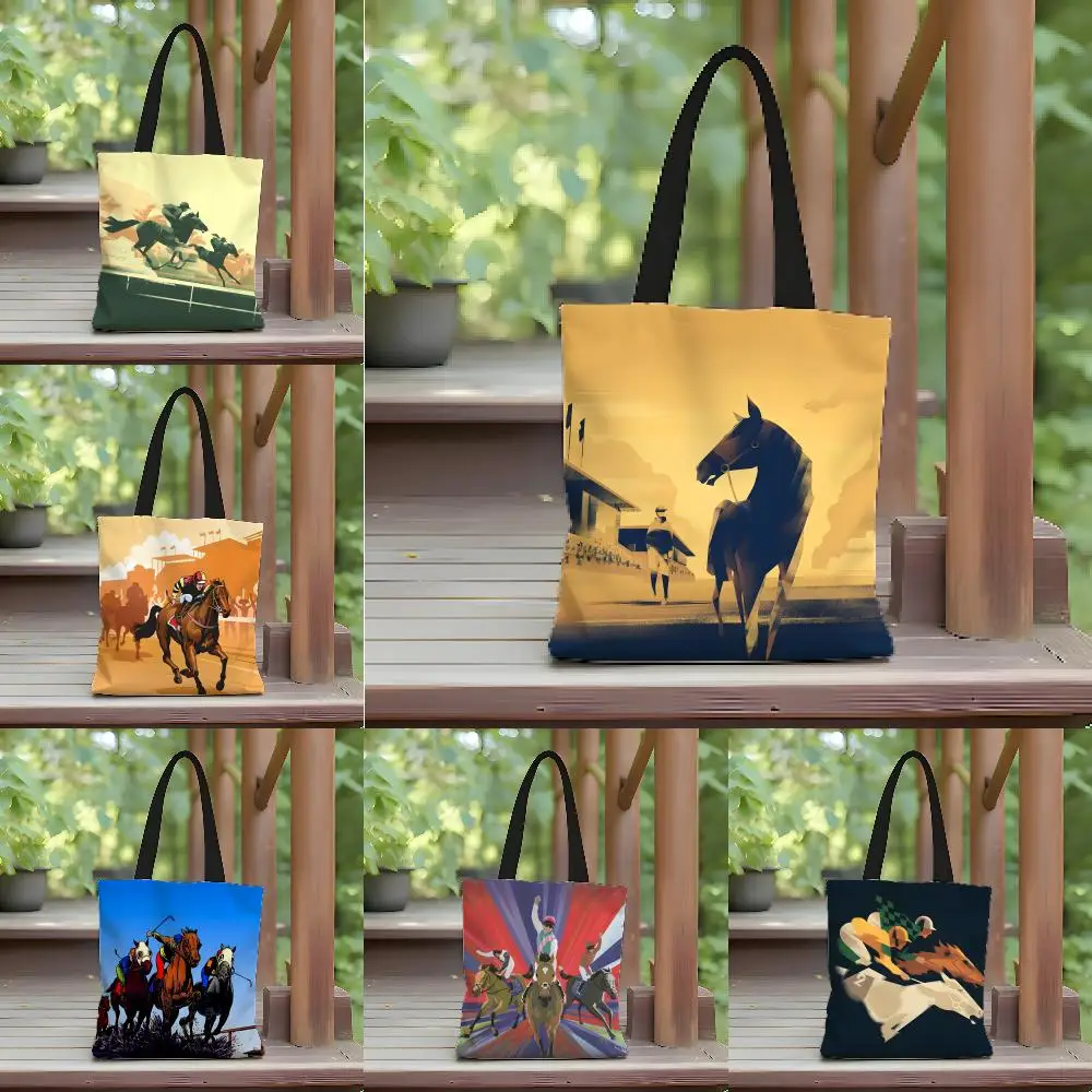 Storage Bags Canvas Shoulder Bag for Boys Girls Anime Crossbody Bags Students Handbag Competition Promotion Horse Racing