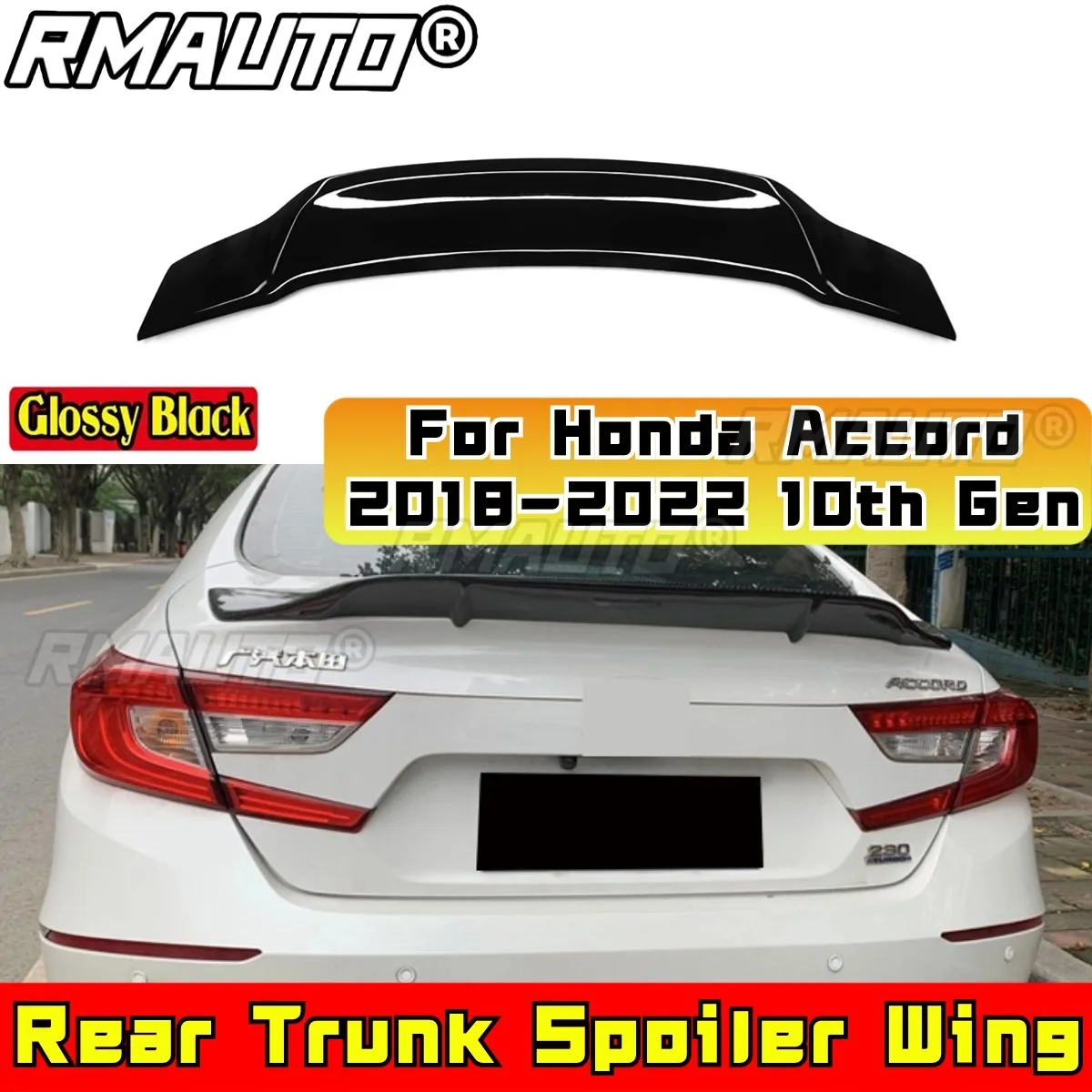 For Honda Accord 2018-2022 10th Gen Rear Trunk Spoiler Wing Rear Roof Wing Rear Trunk Spoiler Body Kit Car Accessories