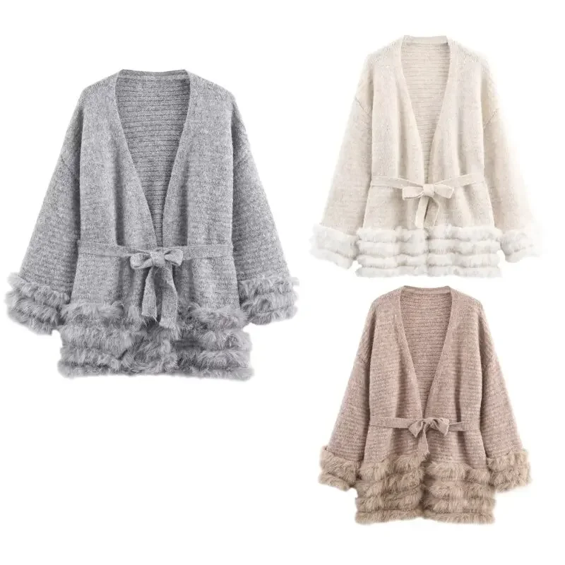 

Autumn Winter Knitted Cardigan Sweater Coat Casual Loose Knit Women V-Neck Clothing Knitwear Soft Warm Female Lady Tops