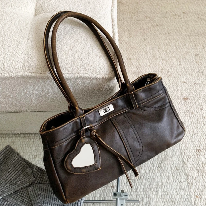 

Винтажные сумки для женщин. Роскошные дизайнерские сумки и кошельки. Новинка 2023 года. Процесс стирки из искусственной кожи. Замок с верхней ручкой. Маленькая подмышка на плечо.