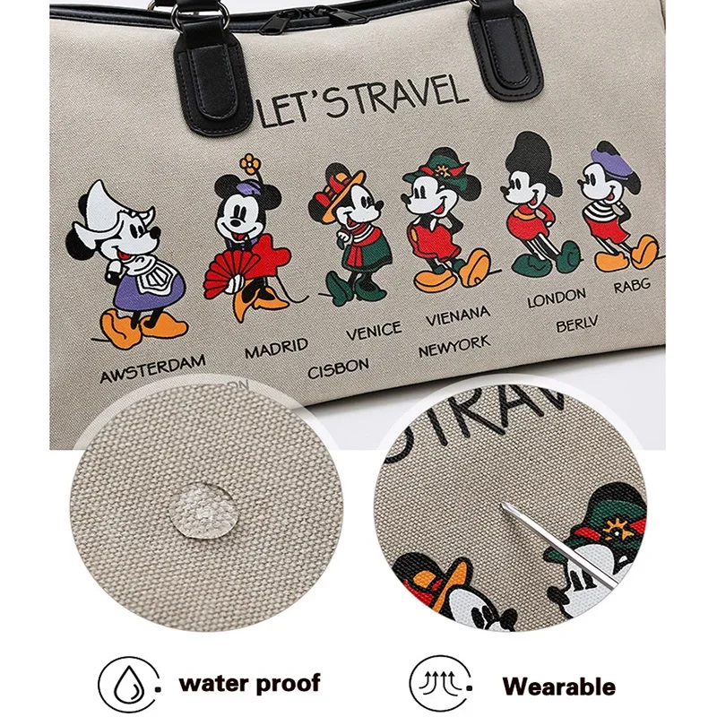 Disney Mickey New Travel Tote Luxury Brand Large Capacity Luggage Bag Canvas Fashion Trend Gym Bag Travel Bag Storage Bag