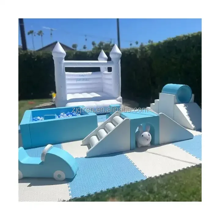 blue and white color indoor children soft play equipment sets with ball pool foam ball pit party and festive supplies rentals