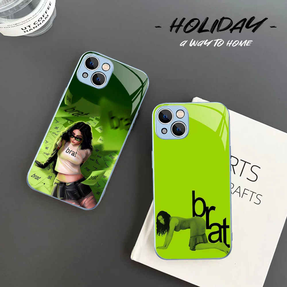 B-Brat C-Charli XCX Phone Case Tempered Glass For iphone 14 13 12 11 Pro Mini XS MAX 14Plus X XS XR Fundas