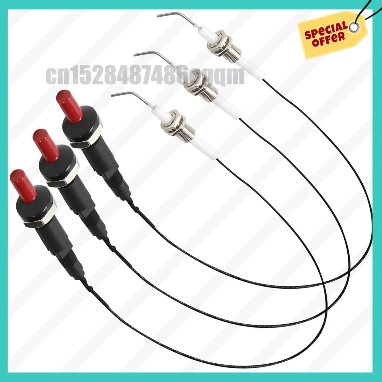-ABJZ 3 Buah Perangkat Elektronik Kawat Busi Pengapian Elektroda Universal untuk Pemanas Kompor Gas Panggangan dan Perapian