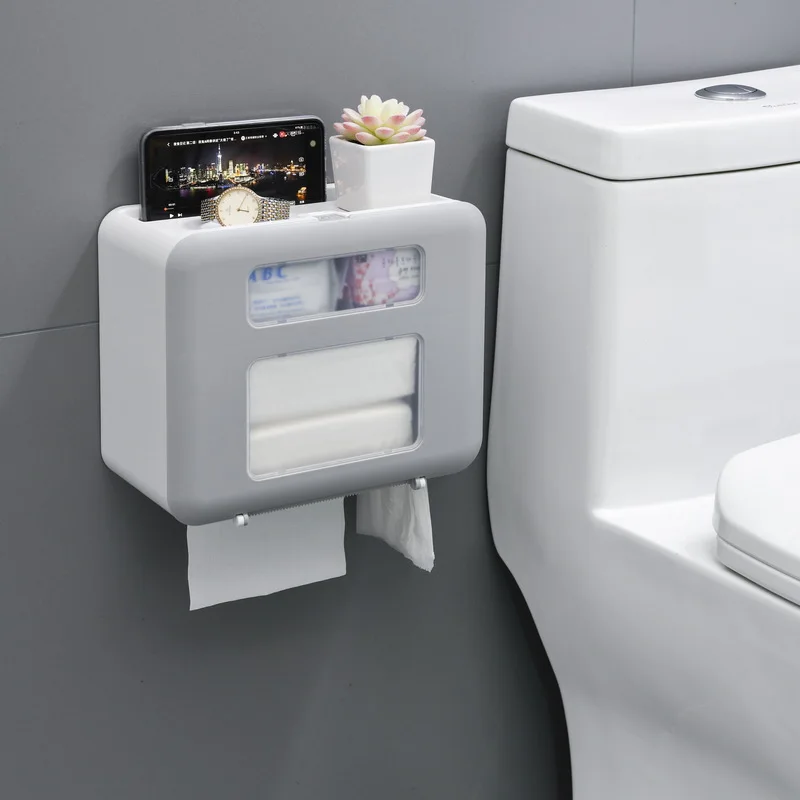Toilet paper container holder tissue box storage rack wall mounted waterproof toilet paper roll holder bathroom accessories