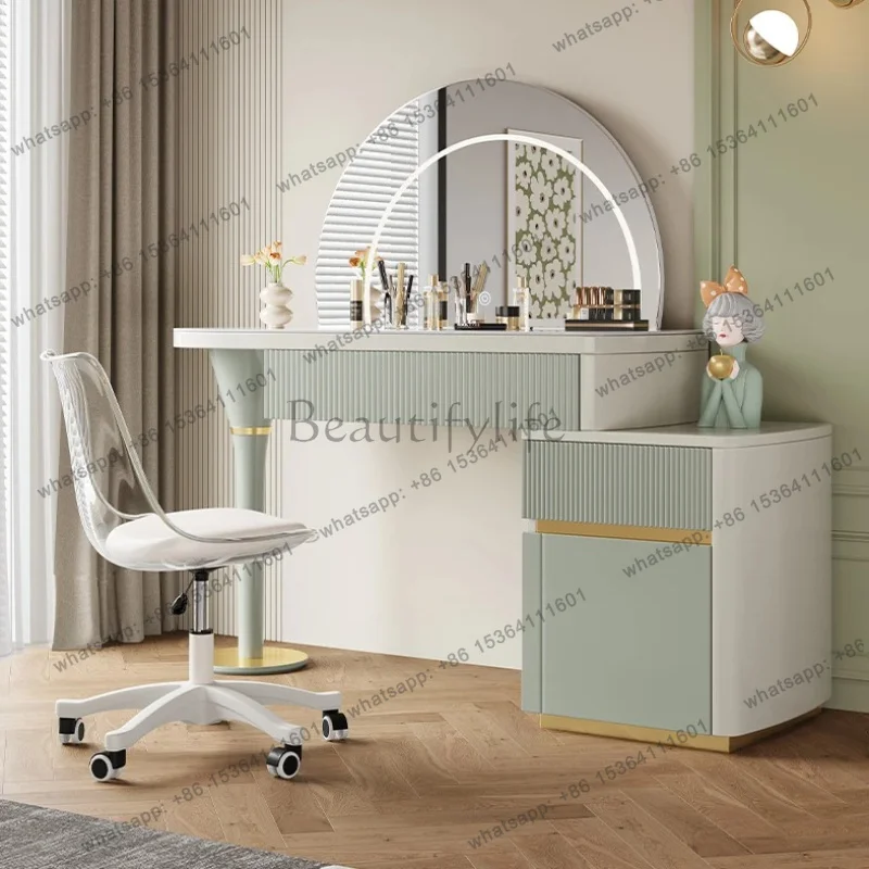 LSModern Organizer Storage Vanity Mirror Girls Women Unique Makeup Vanity Desk Space Saving Schmink Tisch Furniture Bedroom