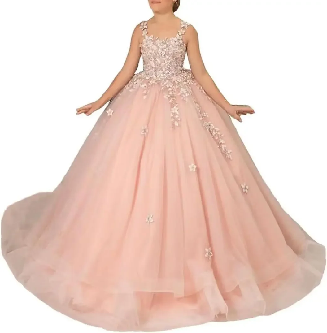 

Flower Girl Dresses for Wedding Lace Princess First Communion Formal Dresses Tulle Pageant Ball Gowns princess dress