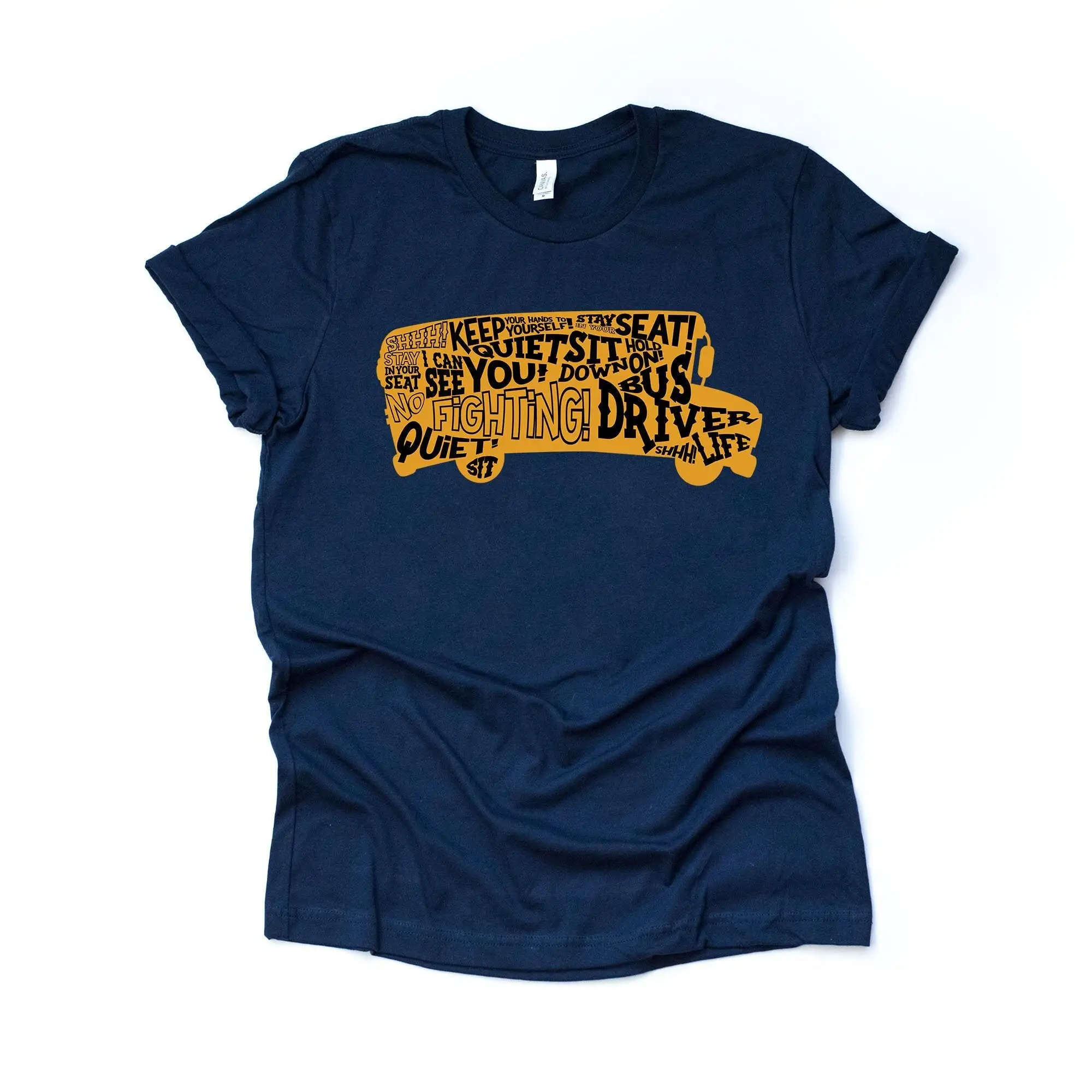 School Bus Driver T Shirt Funny Fun With Words Design On Premium Bella Canvas Unisex 3 Colors Plus Size