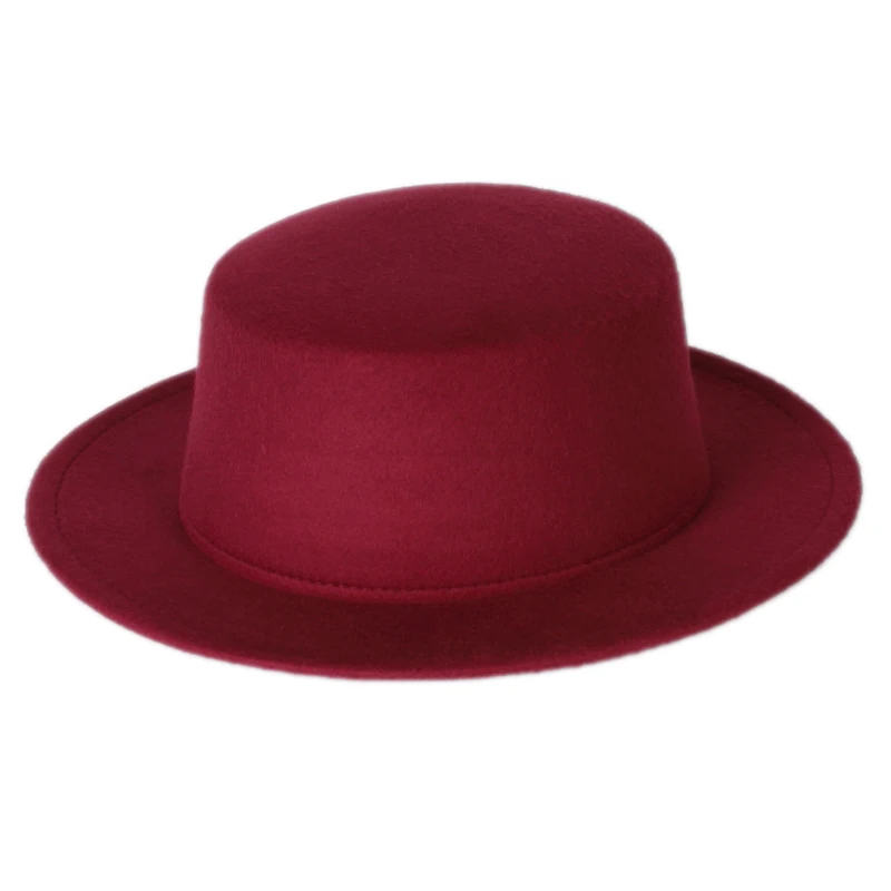 

Wholesale European American Winter Autumn Solid Colors Woolen Women Men Ladies Top Jazz Round Bowler Fedora Hats For Women