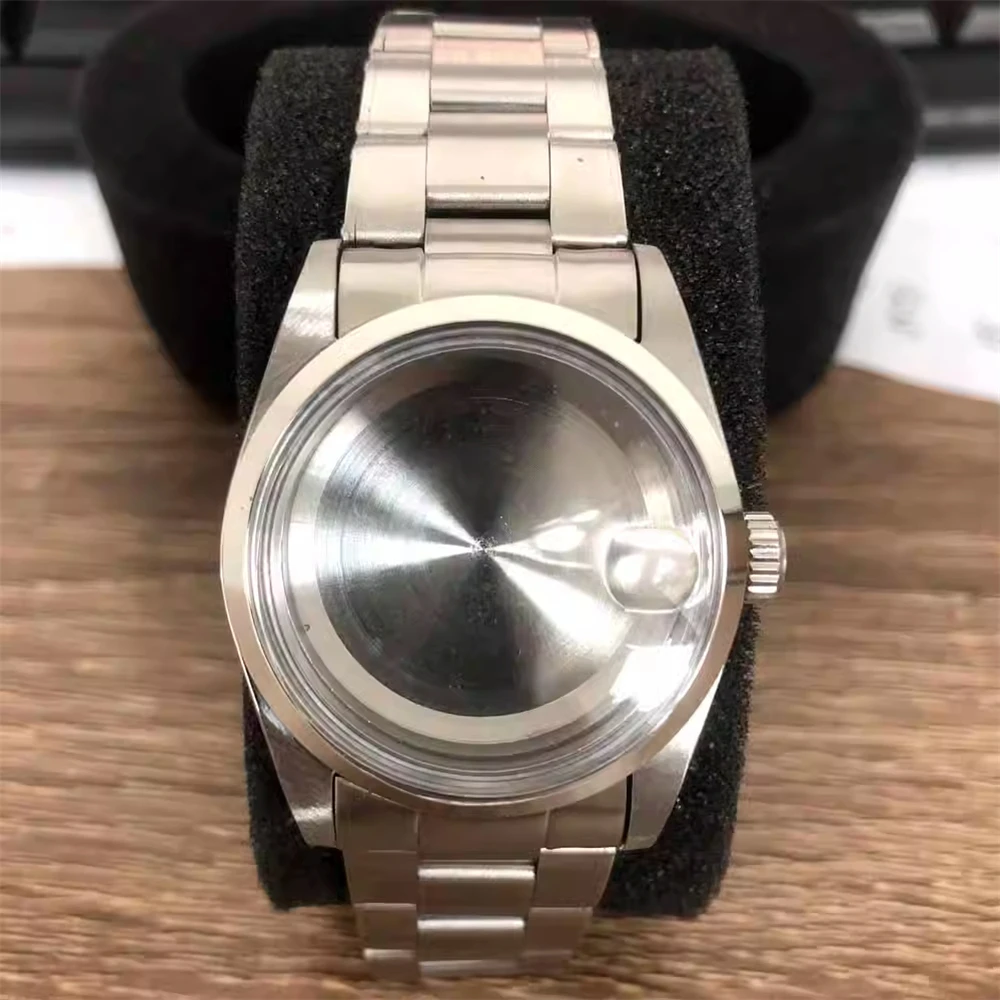 NH35 Caso 36mm Aço Inoxidável Espelho Acrílico Caixa de Relógio + Conjunto de Pulseira para NH35/NH36/4R Movimento Relógio Shell Com Peças de Pulseira