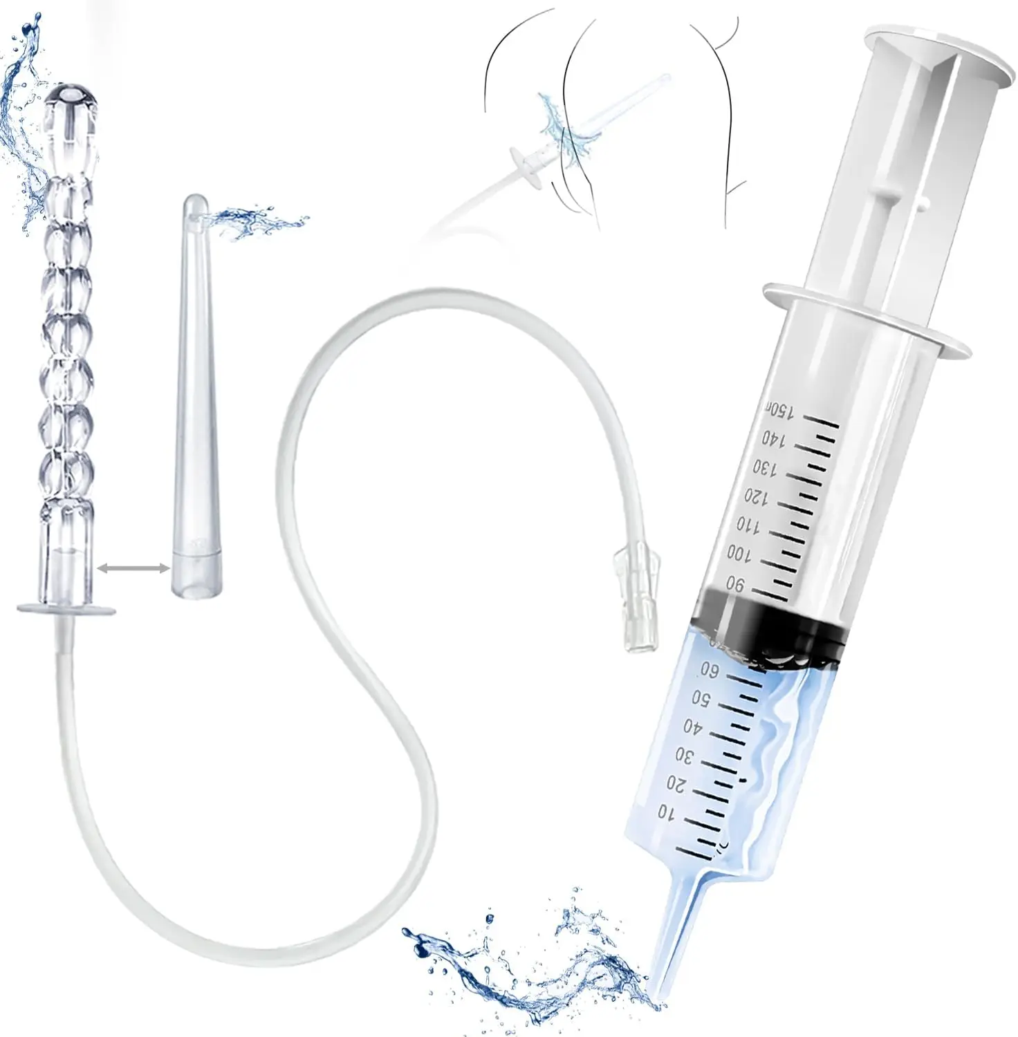 150ML enema syringe cleaning enema system, for colon cleaning travel enema kit, suitable for men and women
