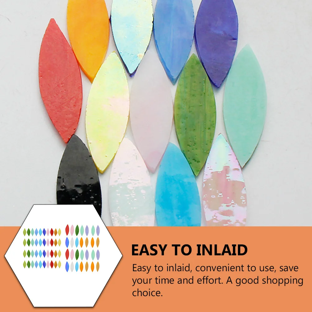 70 قطعة قطع زجاجية على شكل ورقة شجر فسيفساء عالية الجودة لوازم حرفية ذاتية الصنع زينة يدوية بلاط زجاجي فني لكوب إطار الحائط