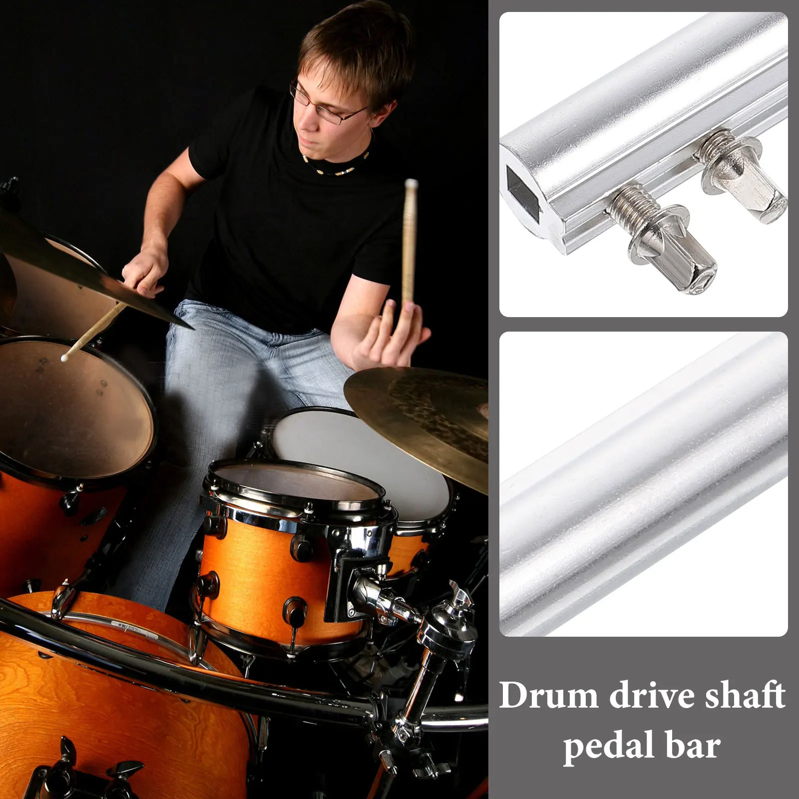 

Connecting Rod Accessories Bass Drum Pedal Linkage Shaft Supplies Drive for Drums Silver Kick