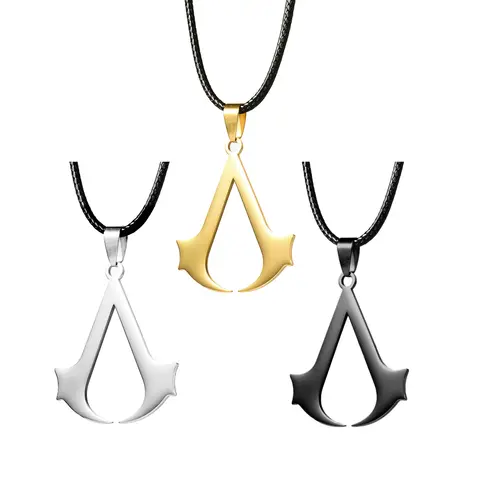 Fashion Classic Movie Assassin Necklace Chopped Stainless Steel Pendant Leather Necklace Fans Jewelry Gifts Dropshipping