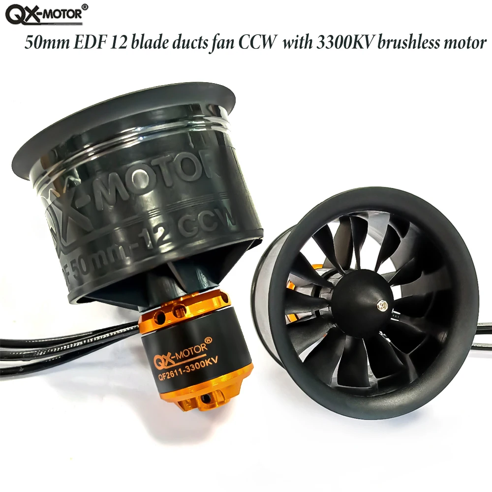 QX-MOTOR 1000W circuit board controller (with switch) and 50mm EDF 12blade fan CCW 3300KV brushless motor for Violent fan Parts