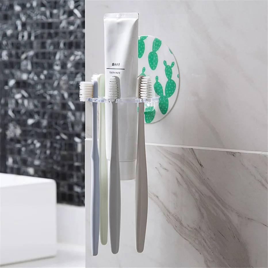 Bathroom Accessories Plastic Toothbrush Holder Toothpaste Storage Rack Organizer Shaver Tooth Brush Stand Dispenser BathroomTool