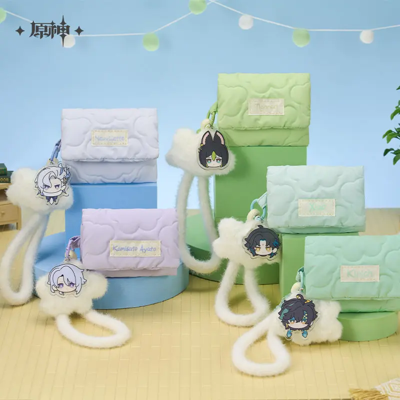 Genuine MiHoYo Genshin Impact Sweet Dream Murmurs Pouch Card Earphone Cloud Storage Bag Kinich Xiao Cute Cosplay Mini Handbag