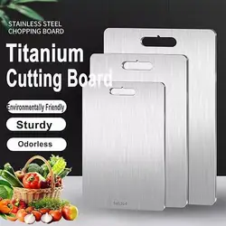Titanium Cutting Board 304 Stainless Steel Rectangular Double-Sided Kitchen Chopping blocks Food Grade Kneading Board Fruit Meat