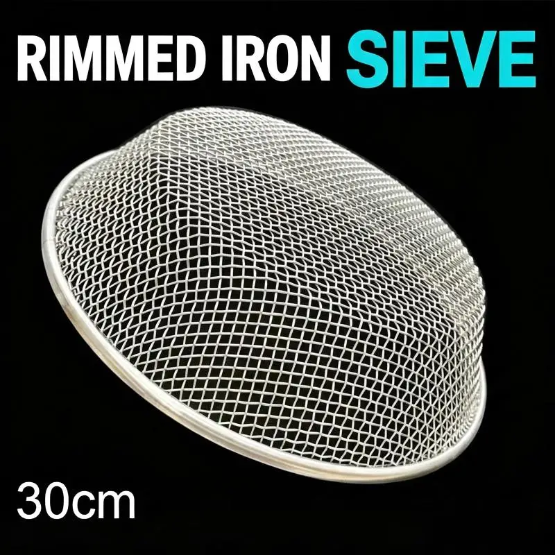 1pc Dual Mesh Round Soil Sifter 13.78 Inch Stainless Steel Durable Garden Sieve Tool for Vegetable Garden Use