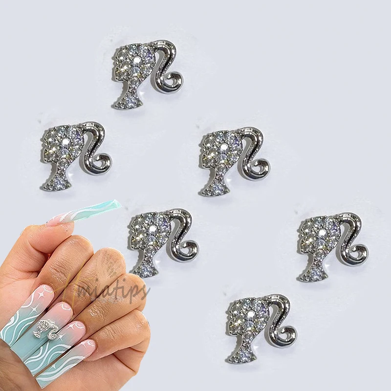 3D Menina Brilhante Nail Charme Cristal Kawaii Strass DIY Nail Art Jóias De Luxo Liga De Metal Manicure Acessórios